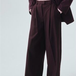 NWT Mango Selection Dark Burgundy Straight Leg Wool Pants Size 2